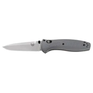 BENCHMADE Barrage AXIS Assisted Folding Knife 3.6" Plain Drop Point Blade w/ Grey G10 Handles