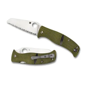 SPYDERCO Caribbean Sheepfoot G-10 Ylw/Blk LC200N Serr Edge