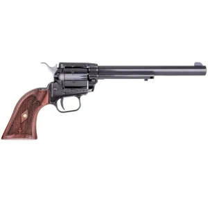 HERITAGE Rough Rider Small Bore 22 LR 7.5" 6rd Revolver - Fleur De Lis Engraved Wood Grip / Black