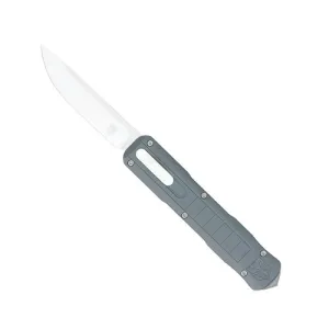COBRATEC Raptor Auto OTF 3.13" D2 Steel Straight Back Blade - Grey Handles