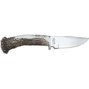 SILVER STAG KNIVES Field Pro 4.5" D2 Steel Clip Point Blade | Antler Handles w/ Leather Sheath