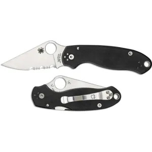 SPYDERCO Para 3 G-10 Black Partially Serrated Edge
