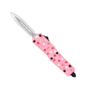 COBRATEC Small Pink Love Warrior FS-3 Dagger 1Side Serrated