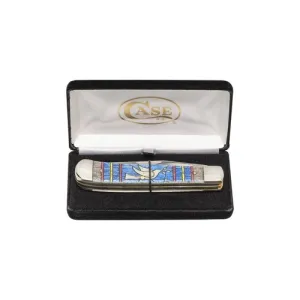 CASE KNIVES Emblsh Smooth Natural Bone Trapper Velvet Box Dove