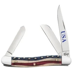 CASE KNIVES Star Spangled Natural Bone Med Stockman (6318 SS)