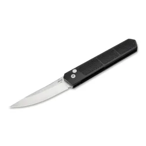 BOKER Kwaiken Lucas Burnley 3.35" Plain Blade Knife - Black Grip