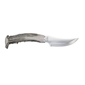 SILVER STAG Cascade Hunter 4" Fixed Blade w/ Elk Handle & Leather Sheath