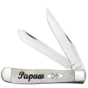 CASE KNIVES Trapper Gift Tin Embellished Natural Bone Papaw