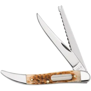 CASE KNIVES Amber Bone SS - Peach Seed Jig Fishing Knife
