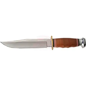 KA-BAR Bowie-Stacked Leather Handle Brown Leather Sheath
