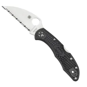 SPYDERCO Delica 4 Ltwt Black Flat Wharncliffe Serr Edge