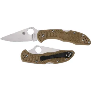 SPYDERCO Delica 4 Lightweight Brown Flat Ground Plain Edge