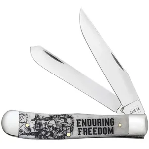 CASE KNIVES War Series-Smth Ntrl Bone Trapper-Enduring Freedom