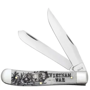 CASE KNIVES War Series-Smooth Ntrl Bone Trapper-Vietnam
