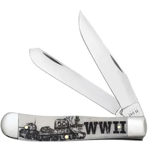 CASE KNIVES War Series-Smooth Ntrl Bone Trapper-WWII