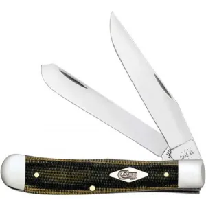 CASE KNIVES Smooth Black/Green/Natural Canvas Micarta Trapper