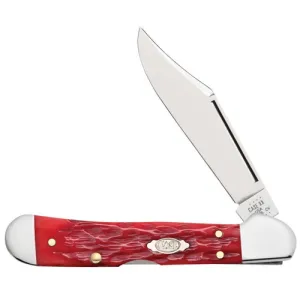 CASE KNIVES Dark Red Bone CV - Peach Seed Jig Mini CopperLock