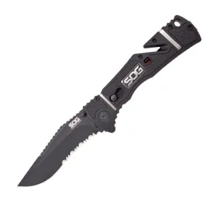 SOG Trident Elite -Partially Serr Black Tini Box