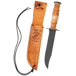 CASE KNIVES USMC Grooved Leather USMC Knife w/Leather Sheath