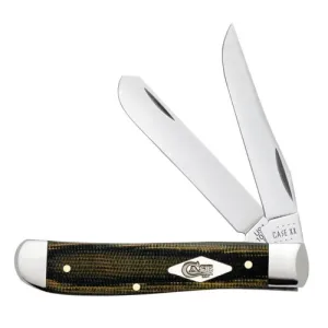 CASE KNIVES Smooth Black/Green Micarta - Mini Trapper