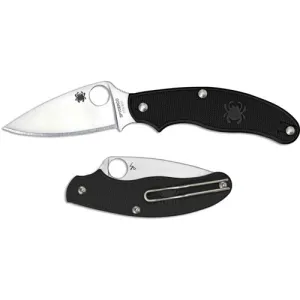 SPYDERCO UK Penknife Ltwt Blk Slip Joint/Leaf Shape Plain