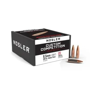 NOSLER Reloading Bullets 6.5mm 100 Grain Custom Competition HPBT 250rd