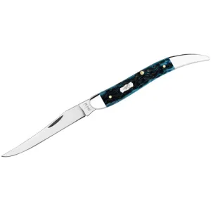 CASE KNIVES Worn Peach Seed Jig Mediterranean Blue Bone Texas Toothpick Pocket Knife 4.25" Closed