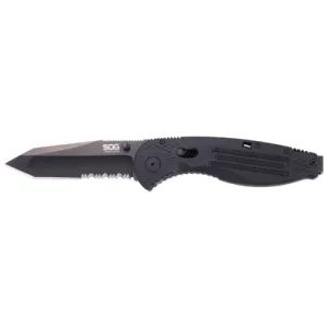 SOG Aegis - Black TiNi, Tanto, Partially Serrated
