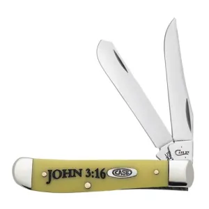 CASE KNIVES Religious Embellish Ylw Syn Mini Trappr John 3:16