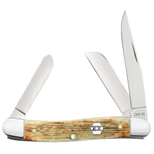 CASE KNIVES Burnt Cream Bone Barnboard Jigged Medium Stockman