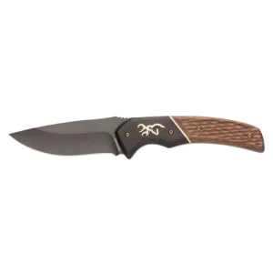 BROWNING Hunter Large 3.63" Drop Point Stonewash/Brn Jigged