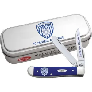 CASE KNIVES Police Gift Tin Smooth Blue Syn Mini Trapper