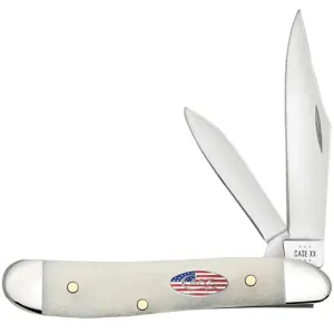 CASE KNIVES Peanut EDC 2.1"/1.53" Clip Point/Pen Natural Bone