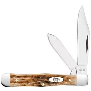 CASE KNIVES Peach Seed Jig Amber Bone Small Swell Jack Pocket Knife 3" Closed (Clip & Pen Blades)