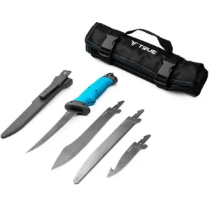 TRUE UTILITY Swift Edge Hunt Processing Kit w/ 4 Blades, Sheath & Storage Wrap