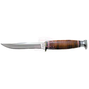 KA-BAR Little Finn 7"-Stacked Leathr Handle Straight Edge