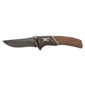 BROWNING Hunter Small 2.88" Drop Pnt Stonewashed/Brn Jigged
