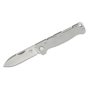BOKER Atlas Folding Knife 2.8" Drop Point Blade | Stonewashed Stainless Ssteel Handle