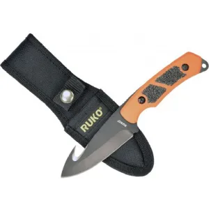 RUKO Gut Hook Skinning 3.5" Fixed Knife Blaze Orange