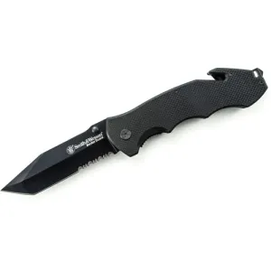 SMITH & WESSON Border Guard 4.3" Combo Tonto Blade | Black G10 Handles