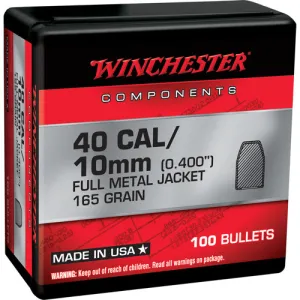 WINCHESTER AMMO Reloading Bullets FMJ-TC 40 SW 165 Grain 100rd