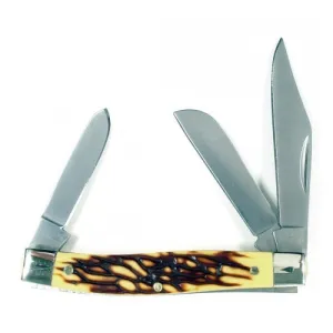 RUKO Classic 3 Blade Stockman Folding Knife Deer Horn