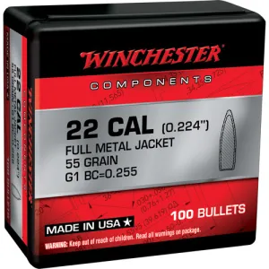 WINCHESTER AMMO Reloading Bullets FMJ 5.56mm 55 Grain 100rd