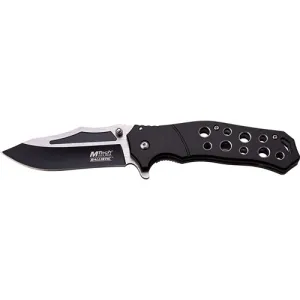 MTECH USA Spring Assisted Folding Knife 3.5" Two-Tone Blade - Black Grips