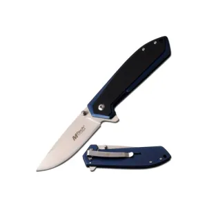 MTECH USA Manual Folding Knife 3.25" Drop Point Blade | Blue G10 Handles
