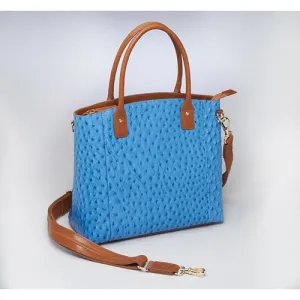 GUN TOTE'N MAMAS Town Tote Blue Ostrich Pattern 12"