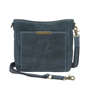 GUN TOTE'N MAMAS Buffalo Leather Slim Crossbody Bag, RFID - Blue