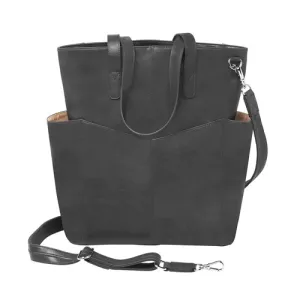 GUN TOTE'N MAMAS Oversized Leather RFID Travel Tote Black