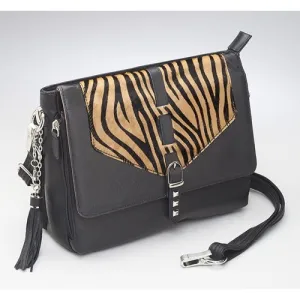 GUN TOTE'N MAMAS Zebra Print Shoulder Clutch Hair-On-Hide