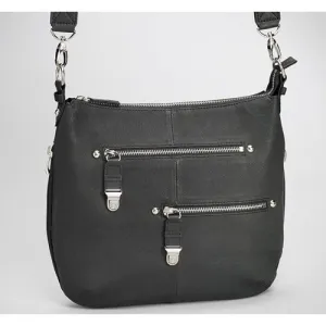 GUN TOTE'N MAMAS Black Chrome Zip HandBag 13"